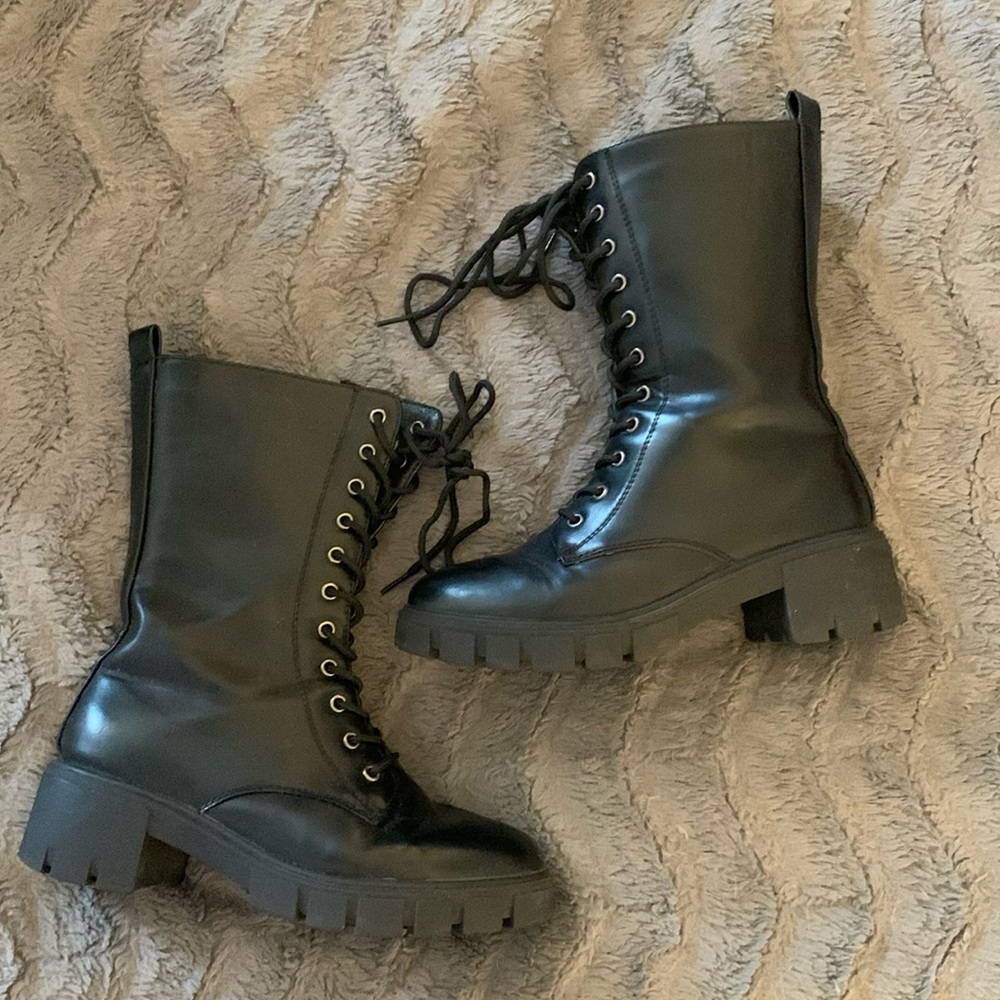 Tall rave combat boots black size 6